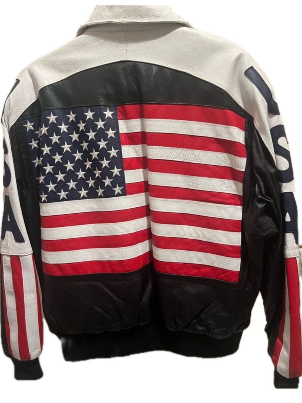 USA American Flag Vintage Leather Jacket Men’s Women’s Coat MAGA United States